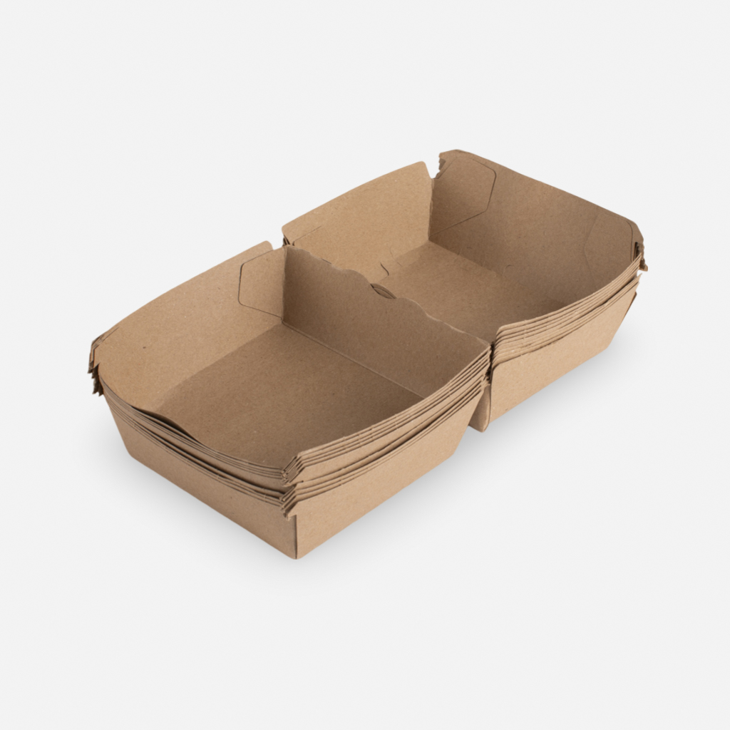 caja de hamburguesa marrón